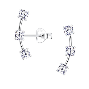 Cubic Zirconia Line Silver Stud Earrings8145