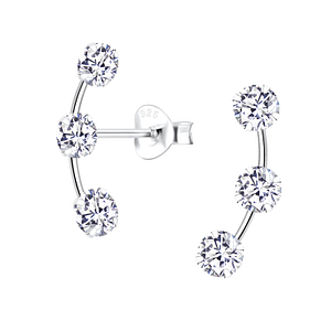 Cubic Zirconia Line Silver Stud Earrings8150