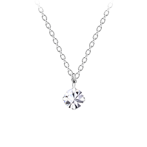 4mm Round Crystal Silver Necklace8313