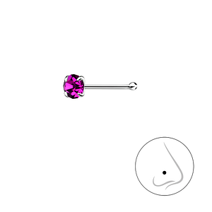 3mm Round Crystal Silver Nose Stud With Ball8831