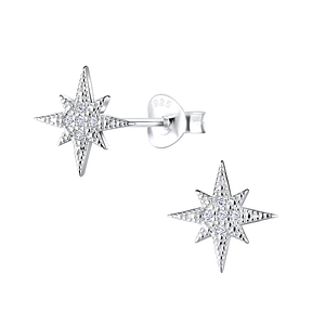 Silver Starburst Stud Earrings9554