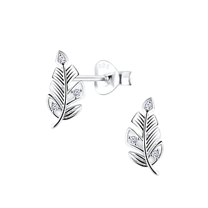 Silver Leaf Stud Earrings9611