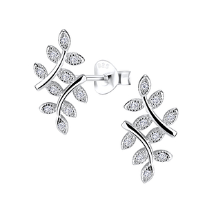Silver Olive Leaf Stud Earrings8711