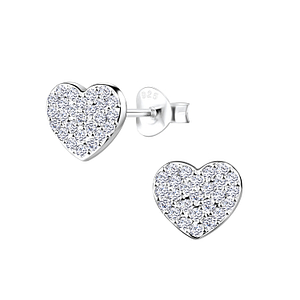 Silver Heart Stud Earrings 8929