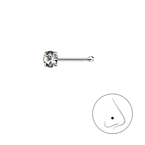 3mm Round Crystal Silver Nose Stud With Ball8831