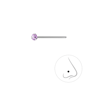 2mm Round Crystal Silver Nose Stud3317