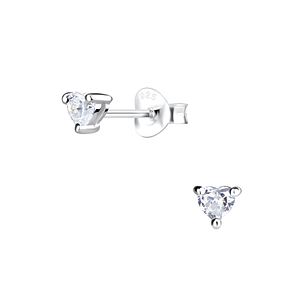 3mm Heart Cubic Zirconia Silver Stud Earrings9508