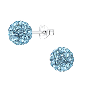 8mm Crystal Ball Silver Stud Earrings9438