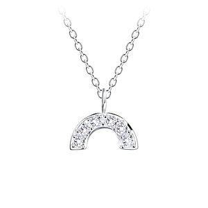 Silver Rainbow Cubic Zirconia Necklace9607