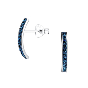 Silver Curved Crystal Stud Earrings10225