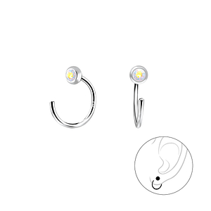 Silver Crystal Ear Huggers7894