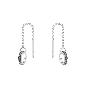Silver Thread Through Crystal Earrings11368