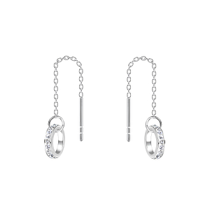 Silver Thread Through Crystal Earrings11368