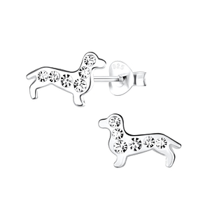 Silver Dachshund Dog Stud Earrings11310