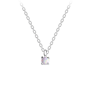 3mm Opal Silver Necklace11468