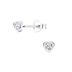 Silver Heart Cubic Zirconia Stud Earrings12040