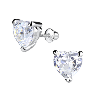 Silver Heart Screw Back Bullet Earrings13054