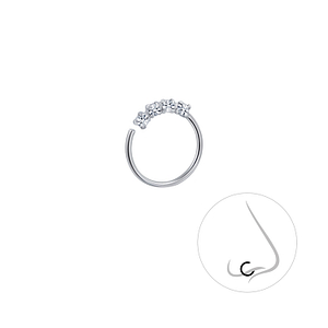 Crystal Silver Nose Ring3415