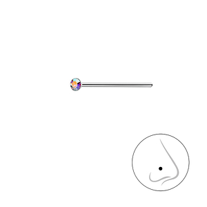 1.5mm Round Crystal Silver Nose Stud3306