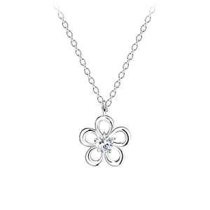 Silver Flower Necklace13503