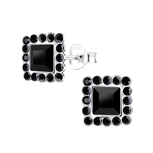 Silver Square Crystal Stud Earrings14255