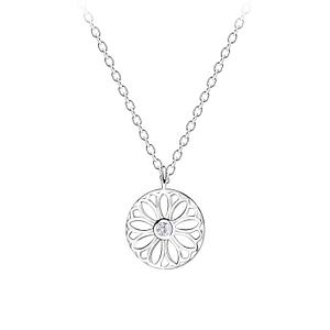 Silver Flower Necklace11358