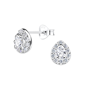 Silver Tear Drop Stud Earrings16356