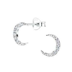 Silver Crescent Moon Stud Earrings16363