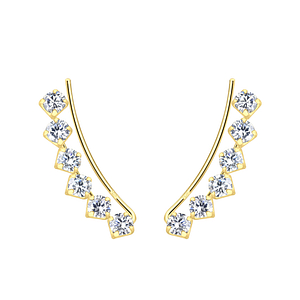 Silver Curved Line Cubic Zirconia Ear Climbers16851