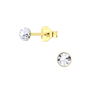4mm Round Crystal Silver Stud Earrings13753