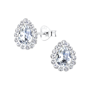 Silver Tear Drop Crystal Stud Earrings16929
