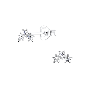 Silver Triple Star Stud Earrings17104
