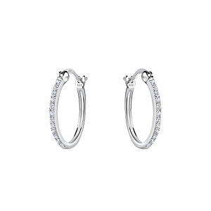 Silver French Lock Hoop Earrings18224