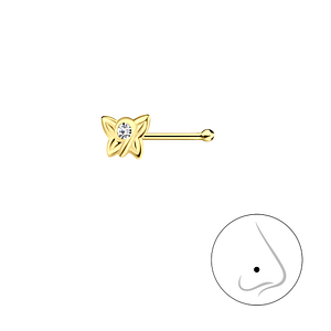 Silver Butterfly Crystal Nose Stud with Ball18326