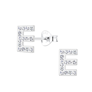 Silver Letter E Stud Earrings18705