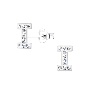 Silver Letter I Stud Earrings18707