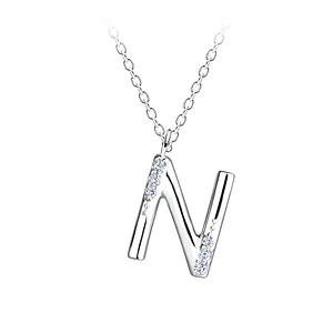 Silver Letter N Necklace18905