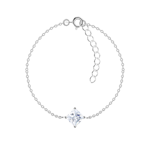 6mm Square Cubic Zirconia Silver Bracelet18838