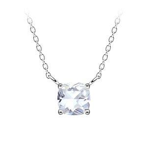6mm Cushion Cubic Zirconia Silver Necklace18789