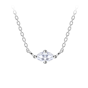 3x6mm Marquise Cubic Zirconia Silver Necklace18792