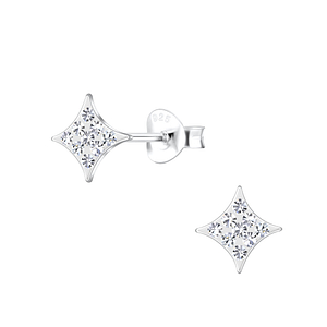 Silver Diamond Shaped Stud Earrings19104