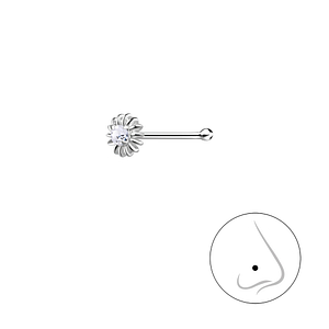 Silver Flower Nose Stud With Ball18744