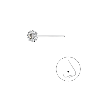 Silver Flower Crystal Nose Stud18743