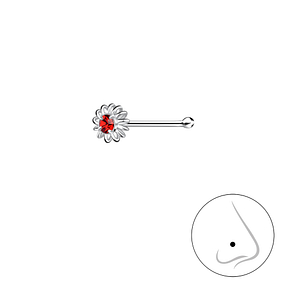 Silver Flower Nose Stud With Ball18744