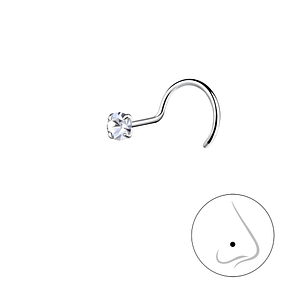 2.5mm Crystal Silver Nose Spinner18767