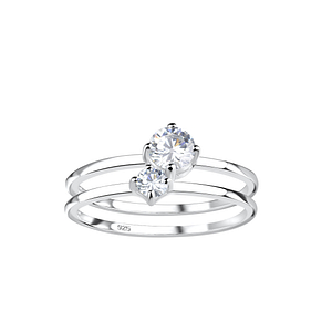 Silver Double Stones Ring19242