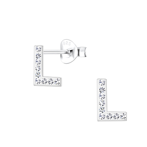 Silver Letter L Stud Earrings19191