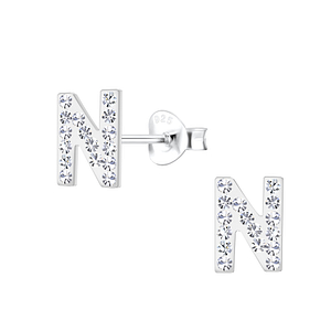Silver Letter N Stud Earrings19193