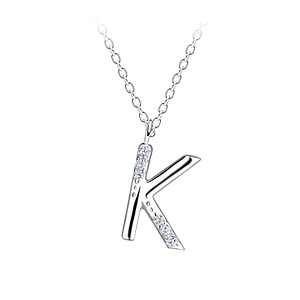 Silver Letter K Necklace19414
