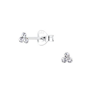 Silver Three Stone Stud Earrings19610
